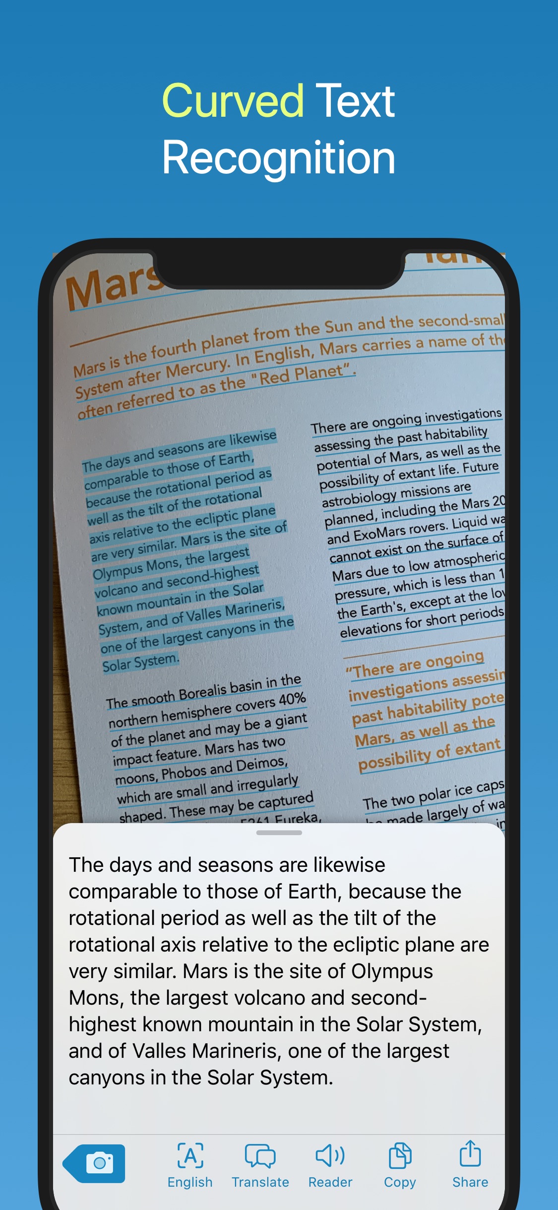 Screenshot do app Prizmo Go › Text Grabber