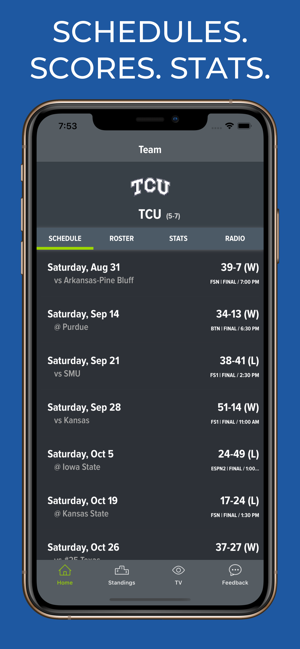 TCU Football Schedules