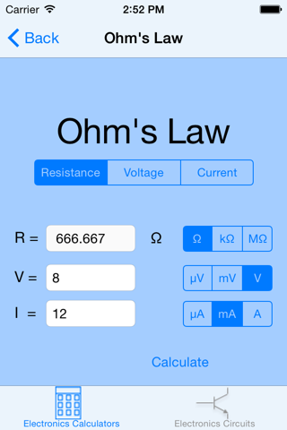 Electronics Circuit Calculator screenshot 3