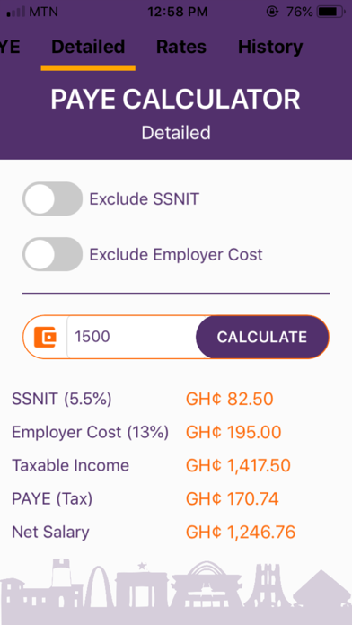 Ghana PAYE / SSNIT Calculator screenshot 2