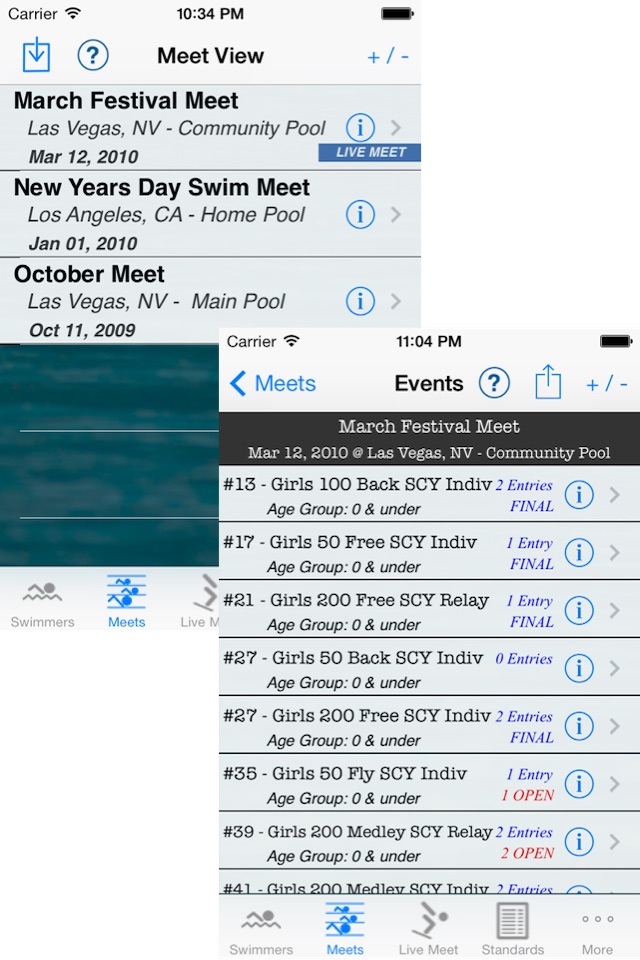 iSwimTimes screenshot 2