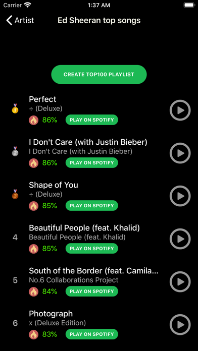 Top 100 for Spotify screenshot 4