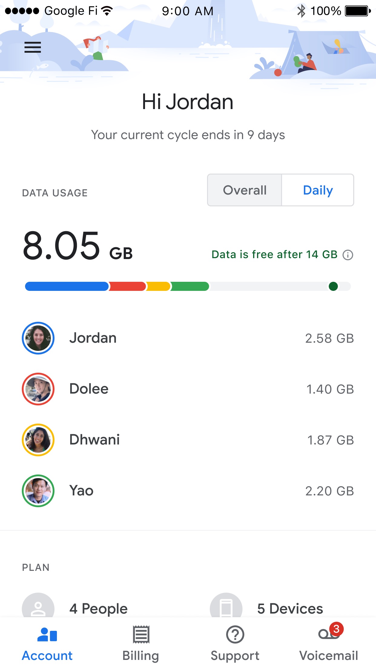 Screenshot do app Google Fi
