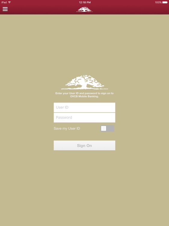 OVCB Mobile Banking for iPad