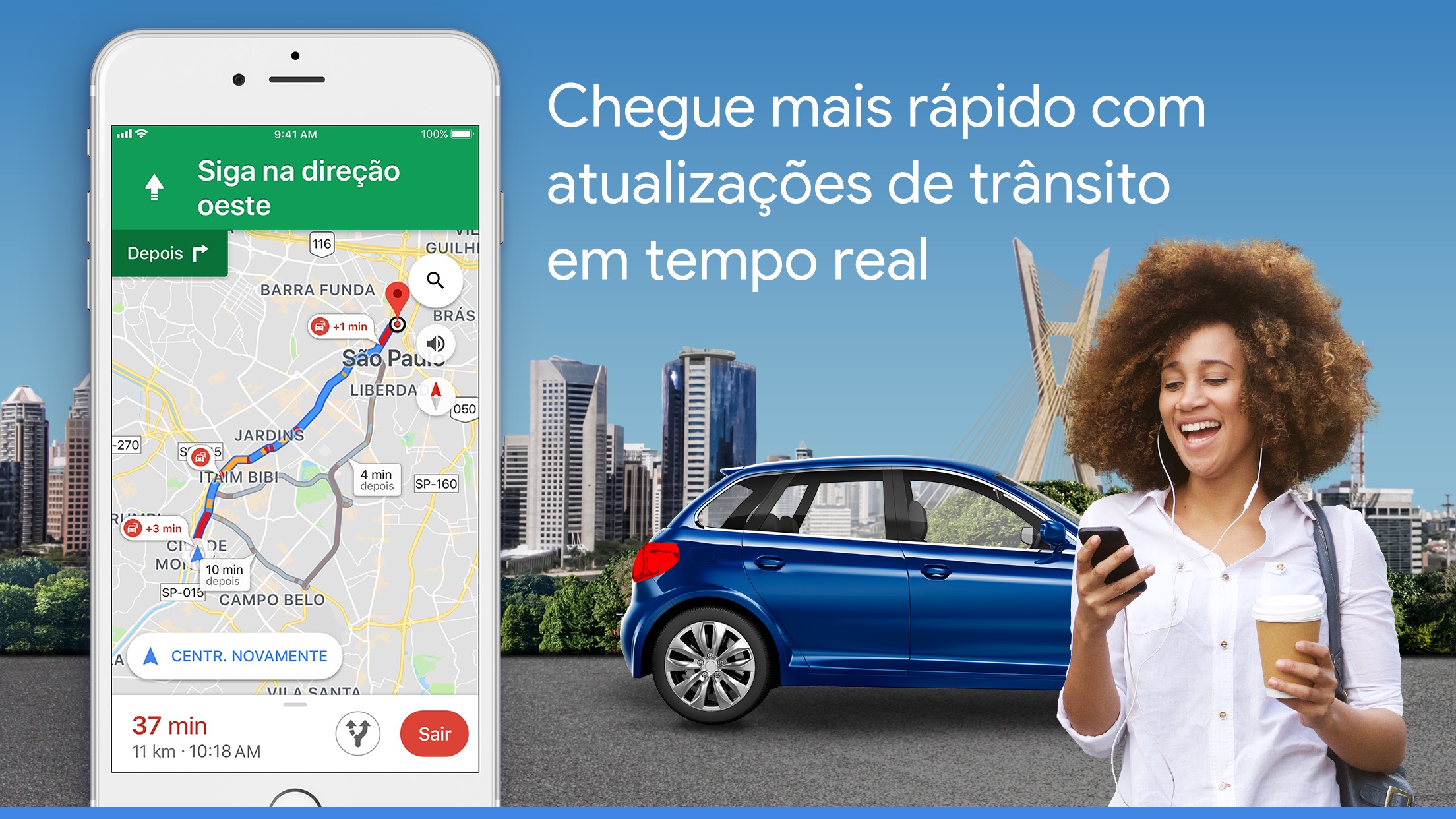 Screenshot do app Google Maps -trânsito & comida