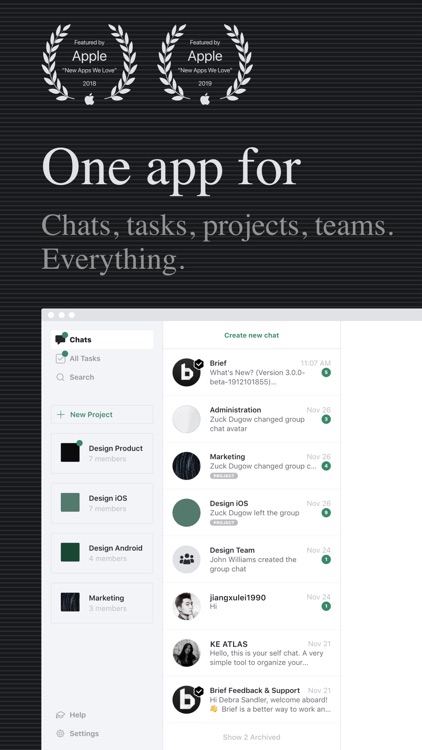 BriefX: Chats, Tasks, Projects