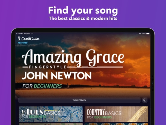 CoachGuitar - Guitar Lessons for Beginners with videos, tabs and tutorials to learn songs screenshot