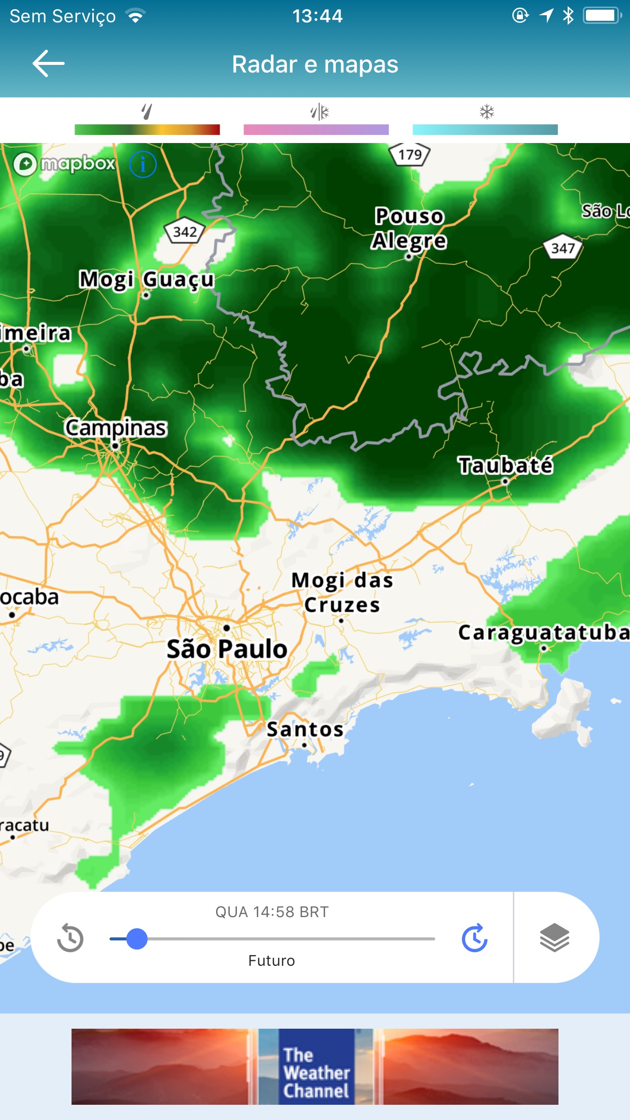 Screenshot do app The Weather Channel: previsões