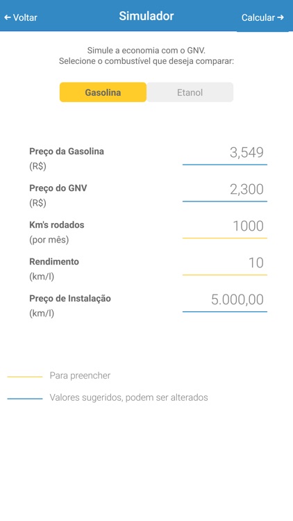 Simulador Economia GNV