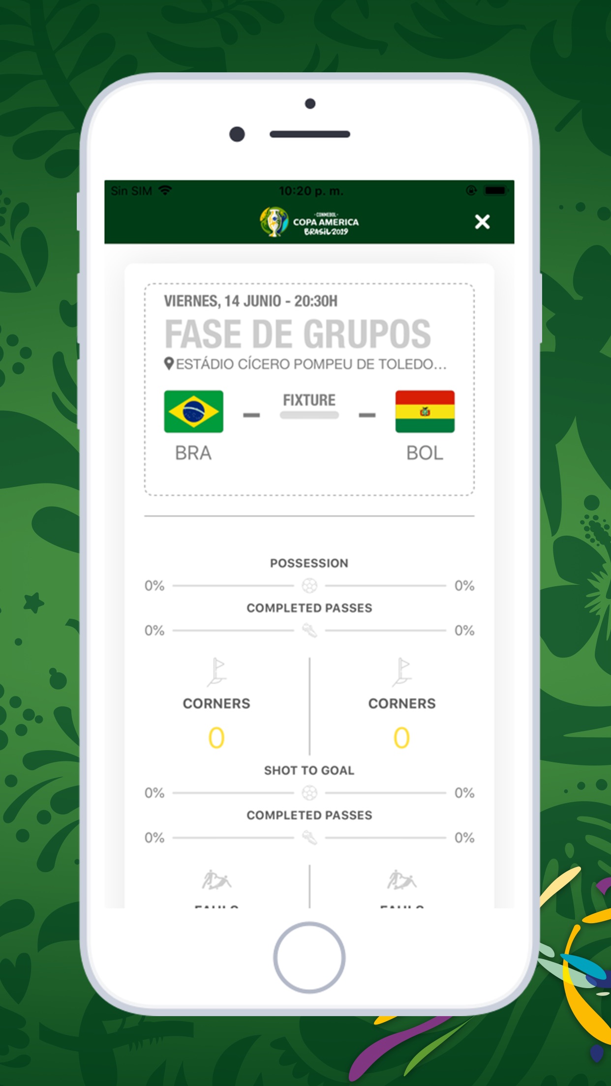 Screenshot do app Copa América Oficial