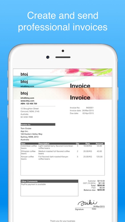 Recurring Invoices Invoice app