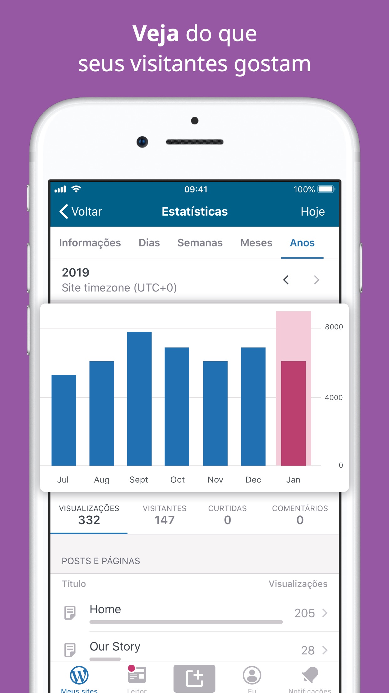 Screenshot do app WordPress