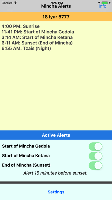 Mincha Alerts - Automatic Prayer Reminders Screenshot 1