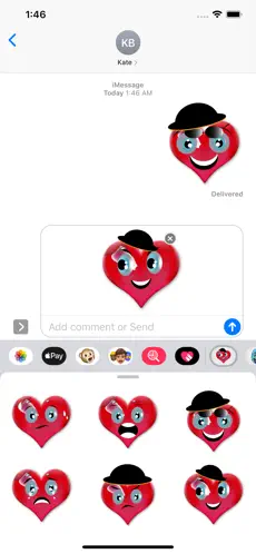 Screenshot 1 Hot Hearts Emoticons iphone