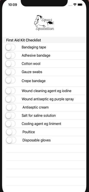 Equus First Aid Kit Checklist