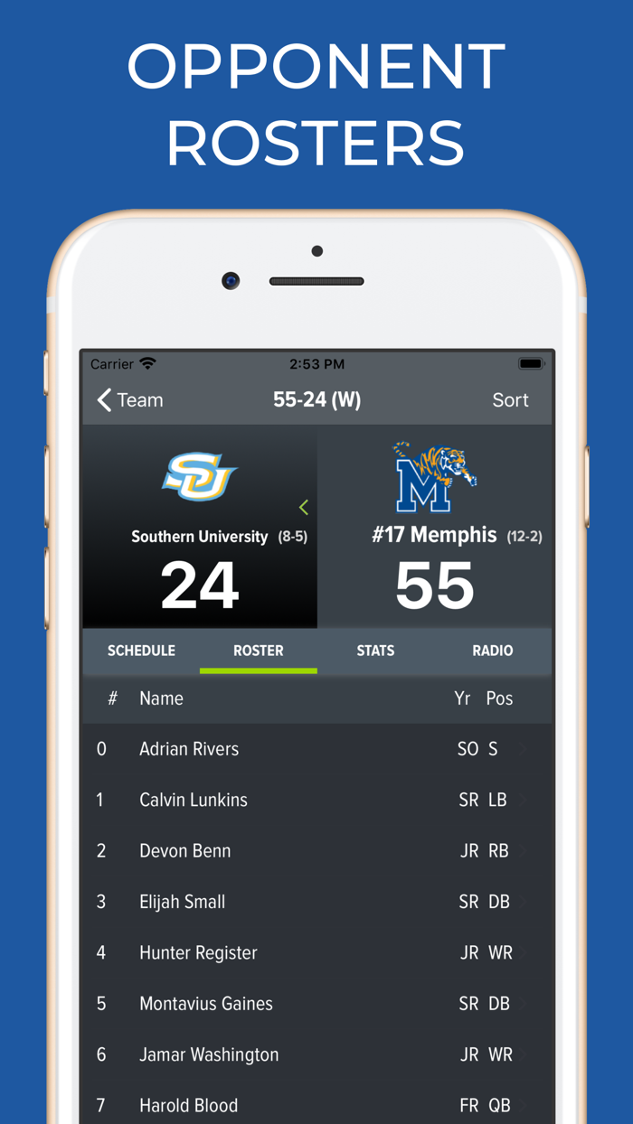 Memphis Football Schedules