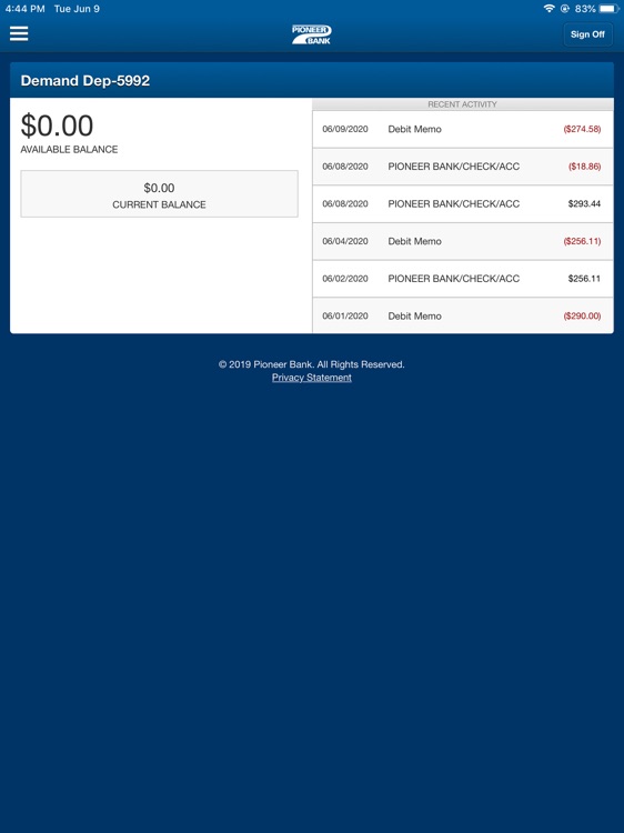 Pioneer Bank Mobile for iPad