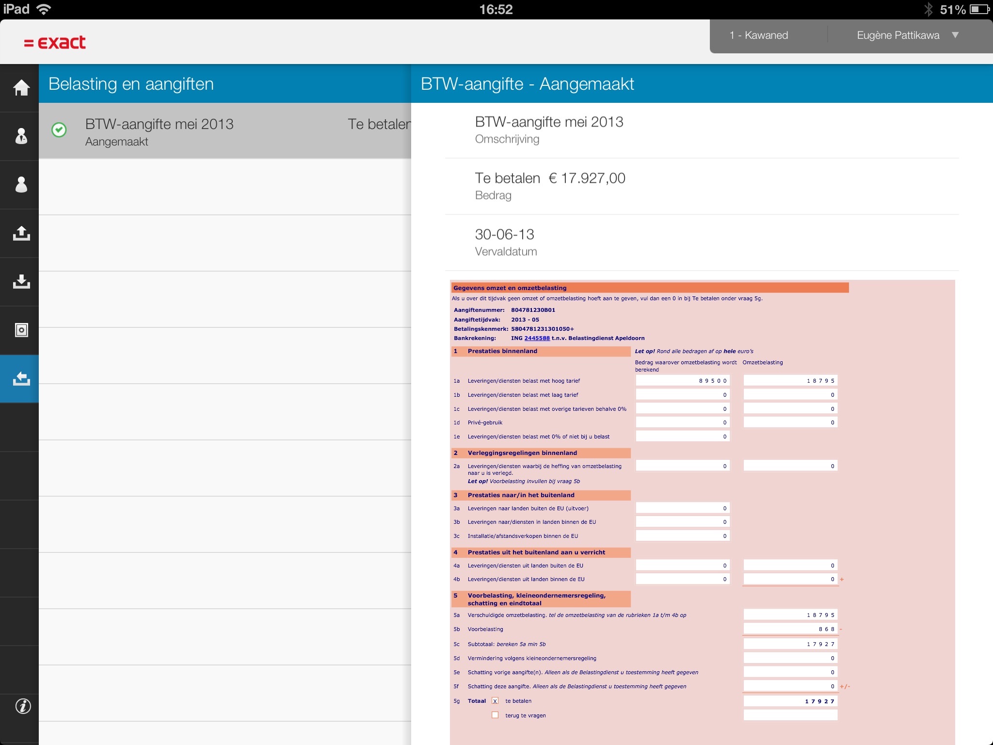 Exact Online for iPad screenshot 3