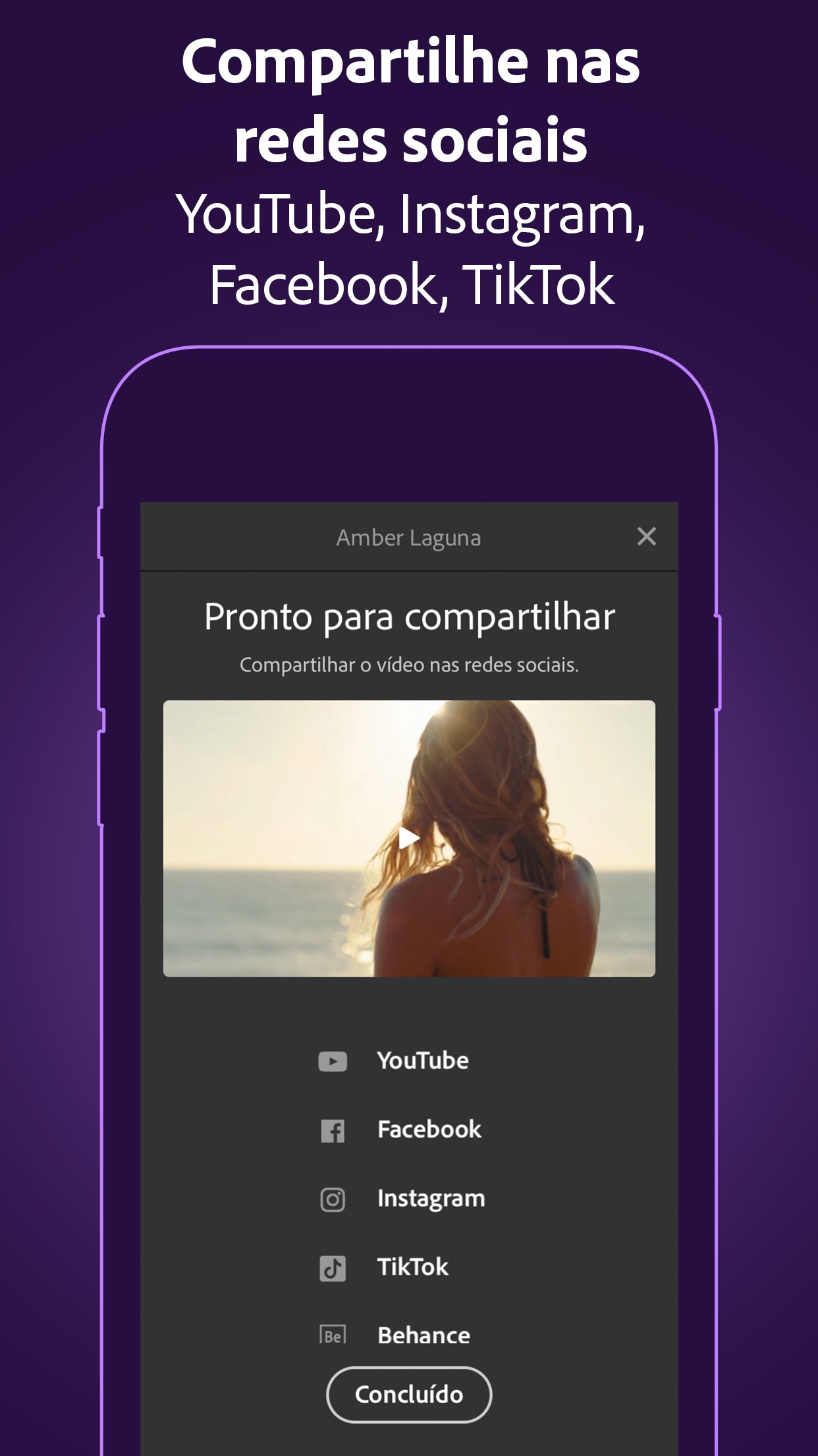 Screenshot do app Adobe Premiere Rush para Vídeo