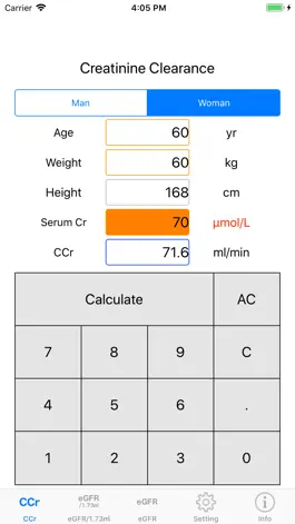 Game screenshot CreatinineClearanceCalculator hack