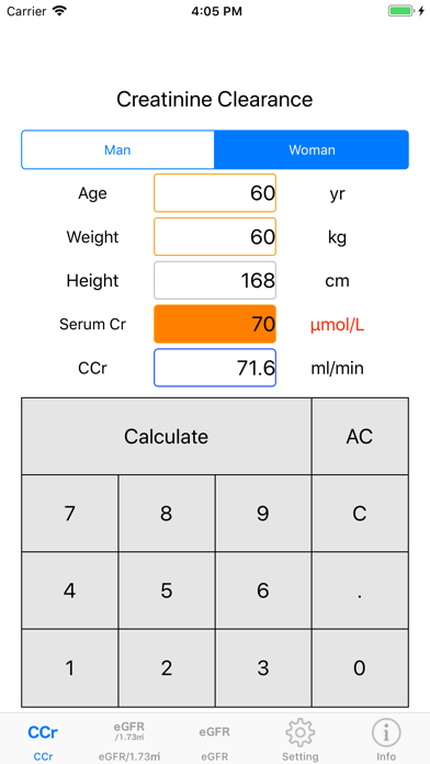 CreatinineClearanceCalculator screenshot 3