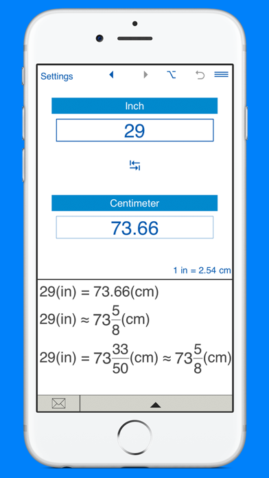 Inches to / from cm converter screenshot 3