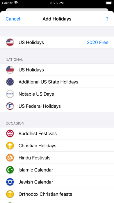 How to cancel & delete US Holidays - cals with flags from iphone & ipad 1