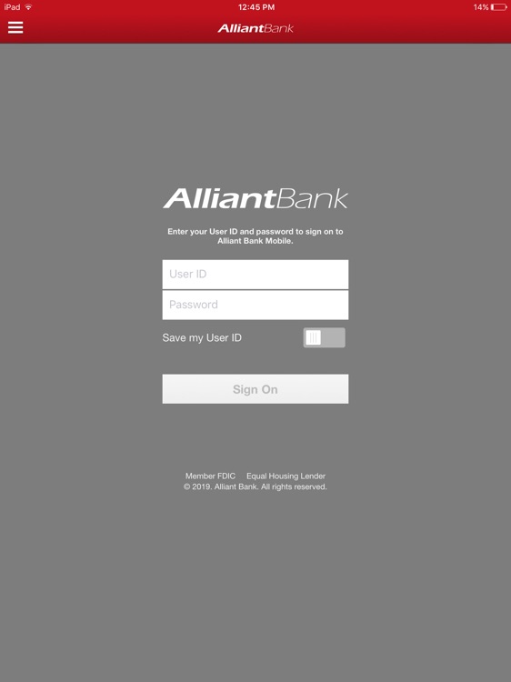 Alliant Bank Mobile for iPad