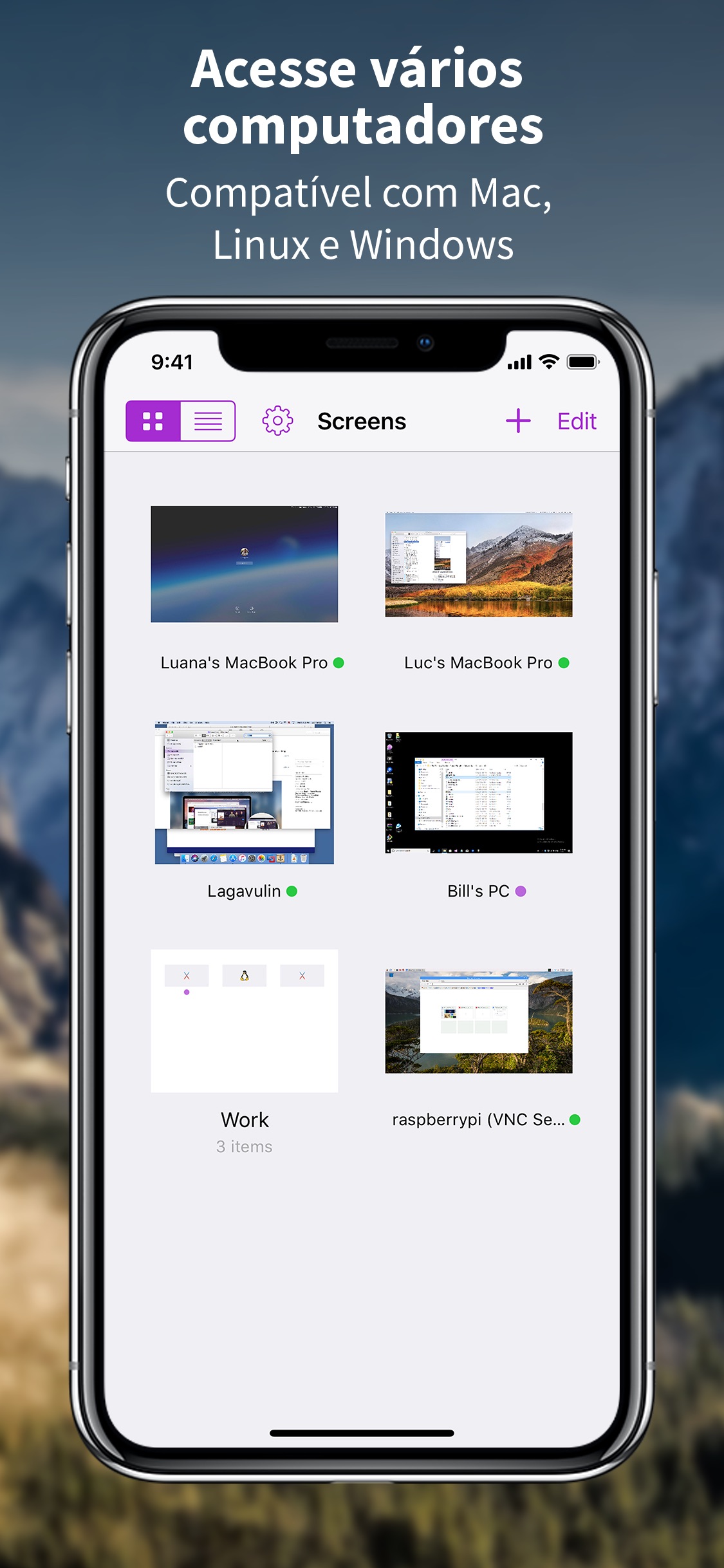 Screenshot do app Screens