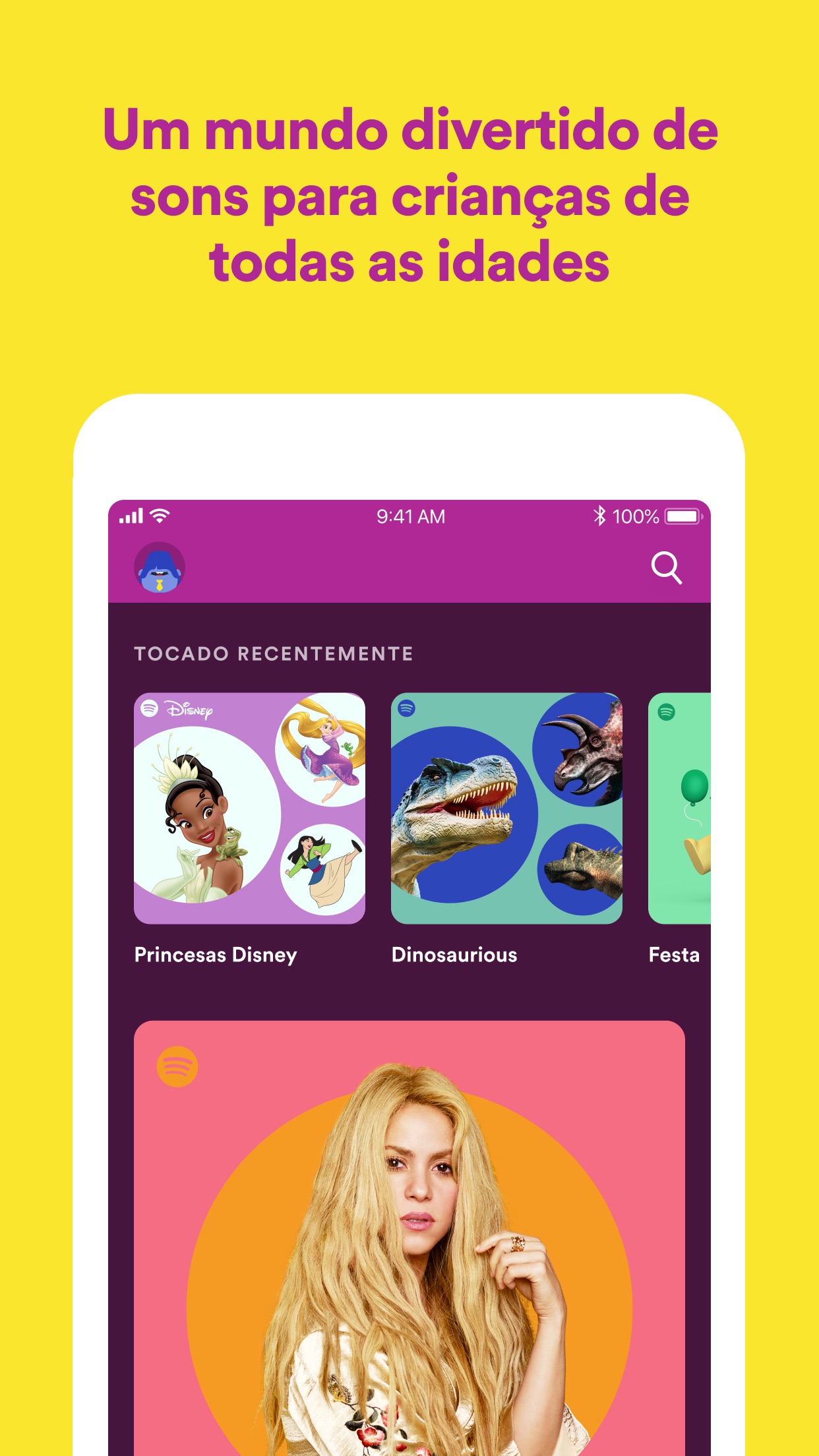 Screenshot do app Spotify Kids