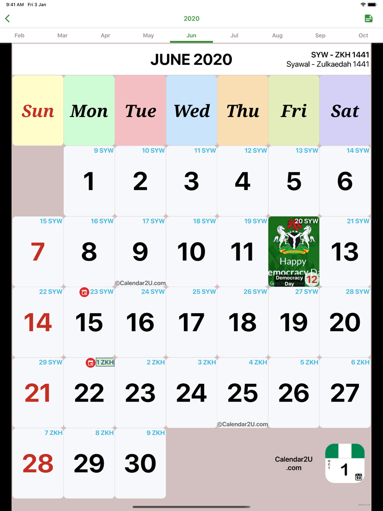 Nigeria Calendar 2020 2021 App for iPhone Free Download Nigeria