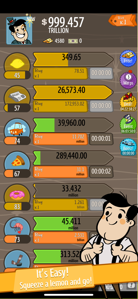 Adventure Capitalist Money Chart