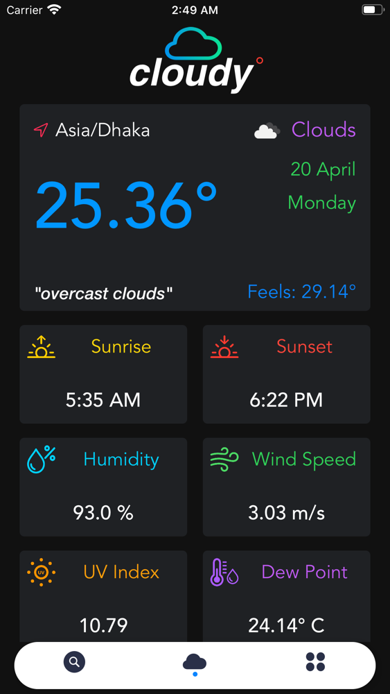 Cloudy - Weather forecast. App for iPhone - Free Download Cloudy ...