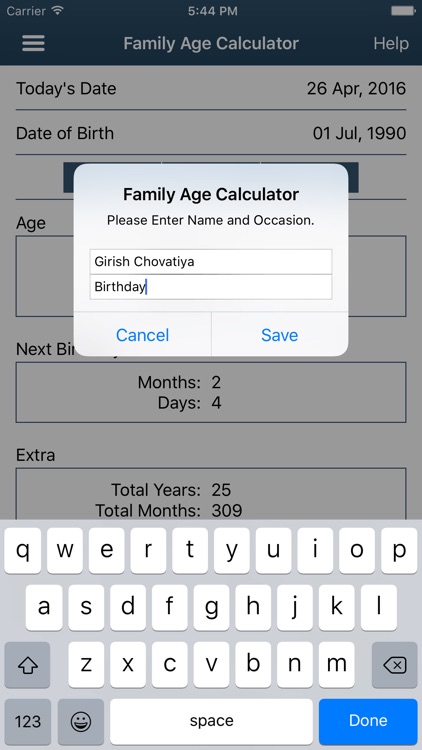 Age Calculator Save Family Age