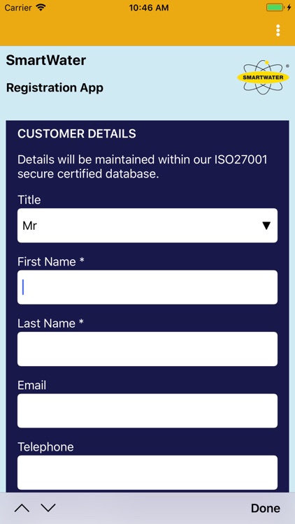 SmartWater Scheme Registration