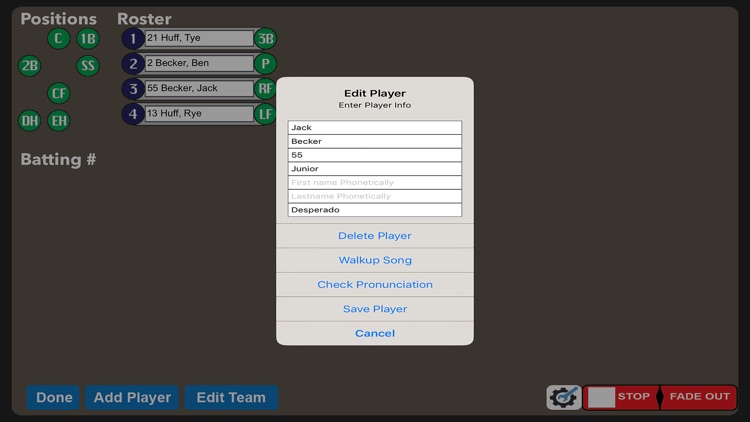 Gametime Announcer Travel Team