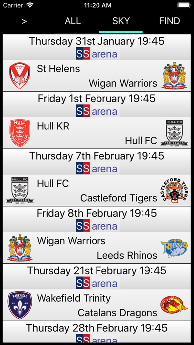 Rugby League Fixtures screenshot 2