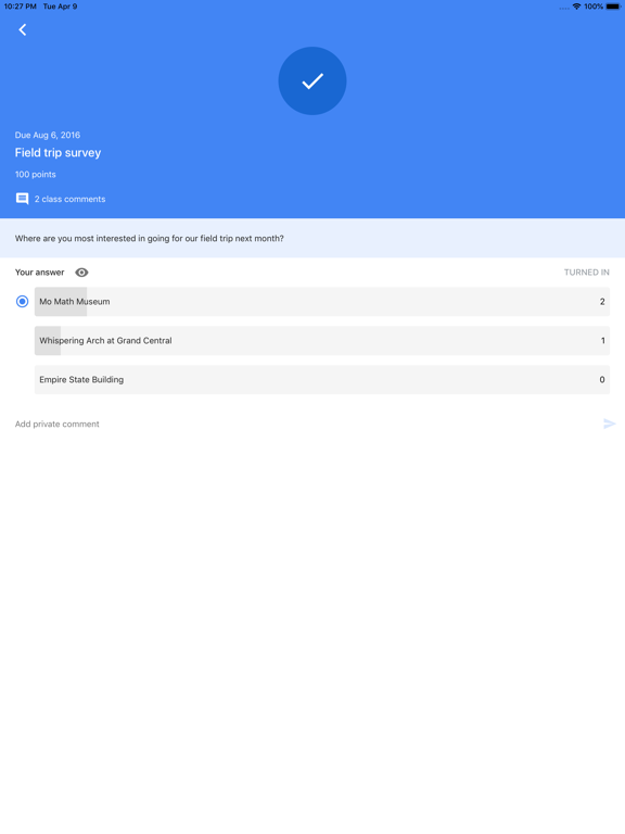 iPad Image of Google Classroom