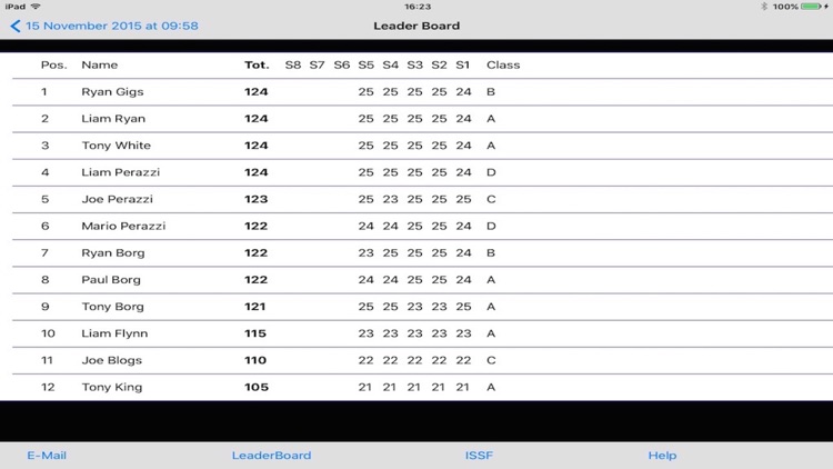 Clay Shooting Club Score Card