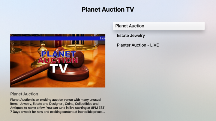 Screenshot #1 pour Planet Auction TV