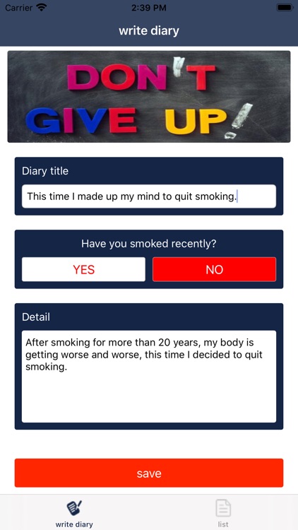 Quit Smoking Diary