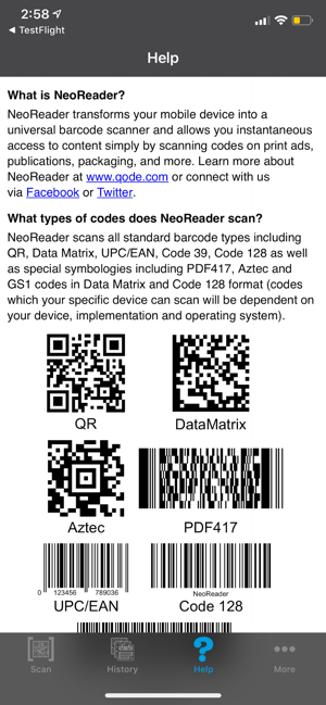 ‎NeoReader®-QR&BarcodeScanner Screenshot