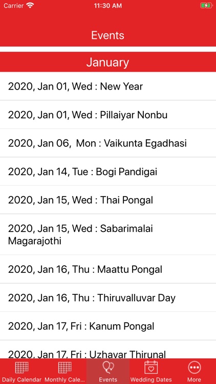 Tamil Dina Calendar