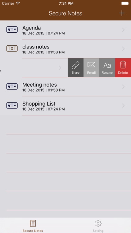 Secure Notes : Text Memo, Note