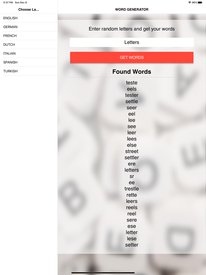 Word Generator for Games