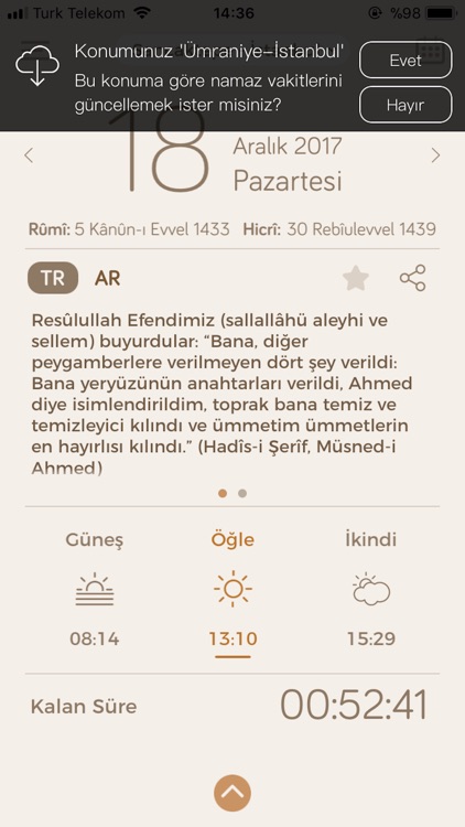 Fazilet Takvimi 2019