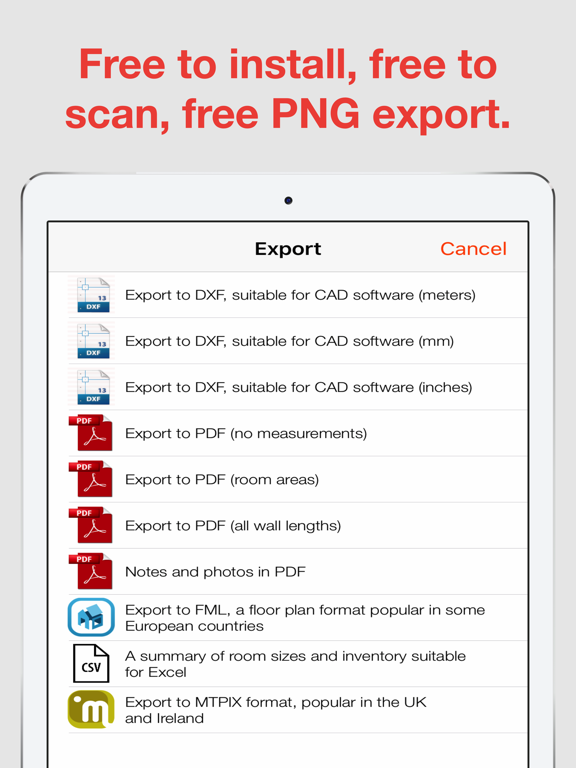 RoomScan Pro – floor plan app screenshot