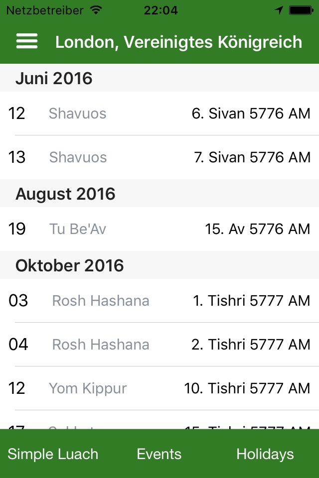 Jewish calendar Simple Luach screenshot 4