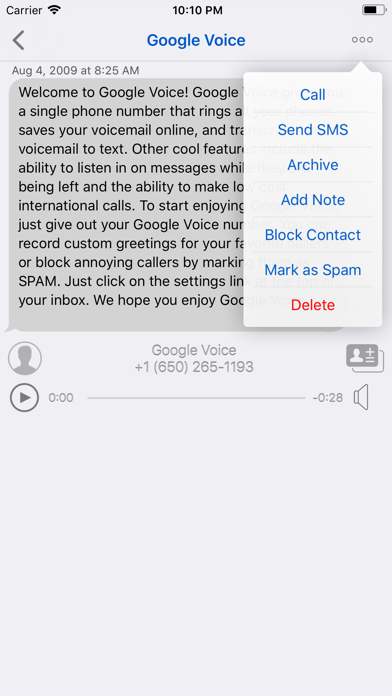 GV Connect - Call & SMS client for Google Voice Screenshot 2