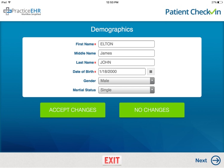 Practice EHR Patient Check-In